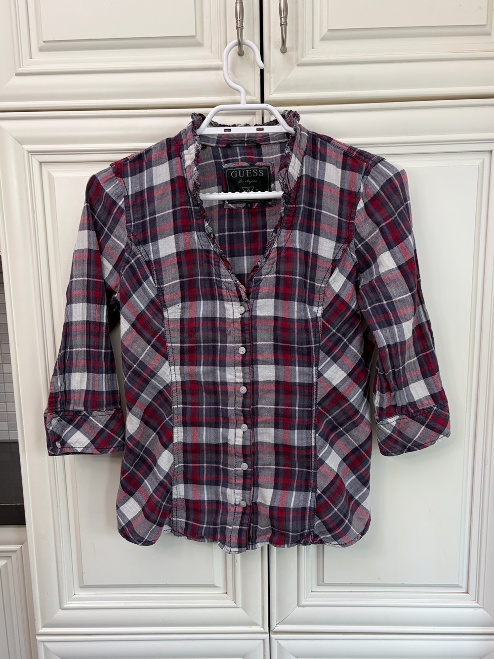 Guess women’s plaid button shirt